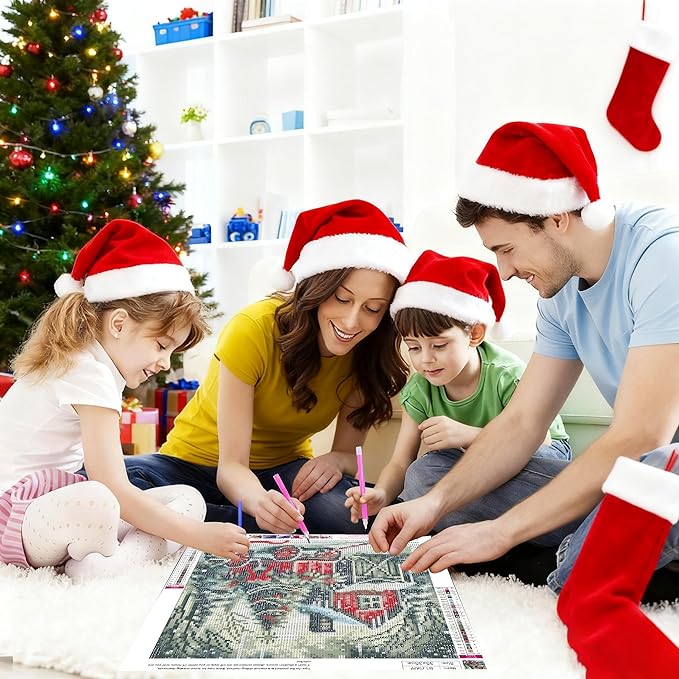 VIGEGU Christmas Diamond Art Kits for Adult,Winter House Diamond Painting for Beginnger,Christmas Tree DIY Full Drill Rhinestone Diamond Dots Gem Painting Home Wall Decor 13.7x13.7 in
