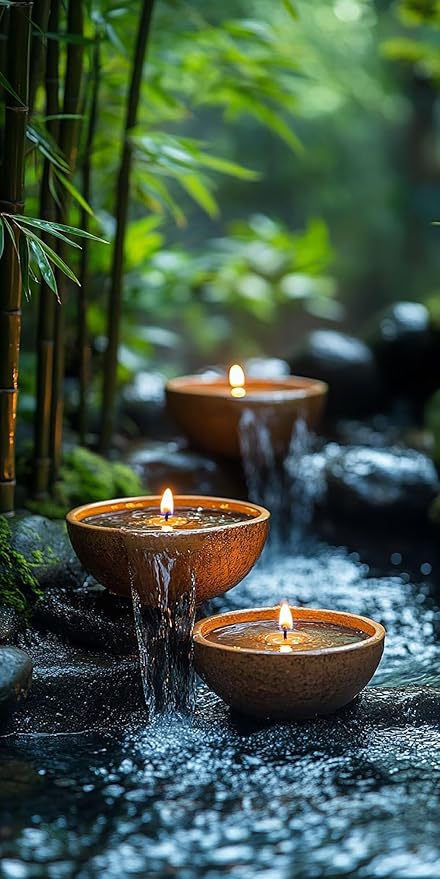 Bamboo Diamond Art Kits Adults, 5D Diamond Painting Candle, DIY Round Full Drill Crystal Art Kits for Adults, Rhinestone Embroidery Cross Stitch Gem Paintings for Room Decor, Gifts 28x56in 5ENG-PY