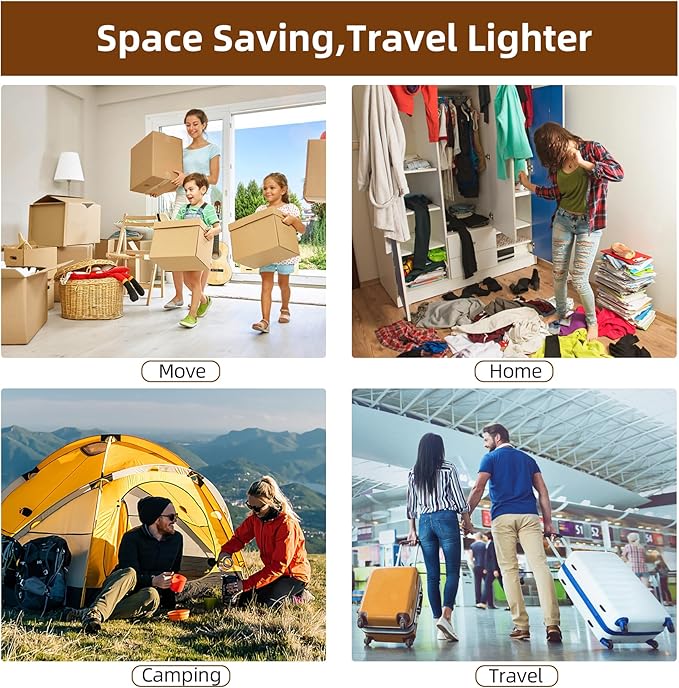 12 Pack Vacuum Bags for Travel with Rechargeable Air Pump & LED Light,Vacuum Travel Bags,Vacuum Storage Bags(4L+4M+4S),80% Space Saver Vacuum Seal Bags for Blankets,Comforters,Luggage