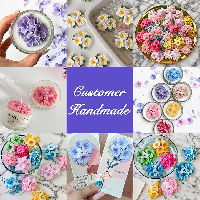 4PCS Flower Silicone Mold 3D Cute Flower Resin Candle Molds for Candle Making Sun Flowe Daffodils Petunia Plumeria Flowe Silicone Mold Resin Aromatherapy Gypsum Wax Soap Clay Craft