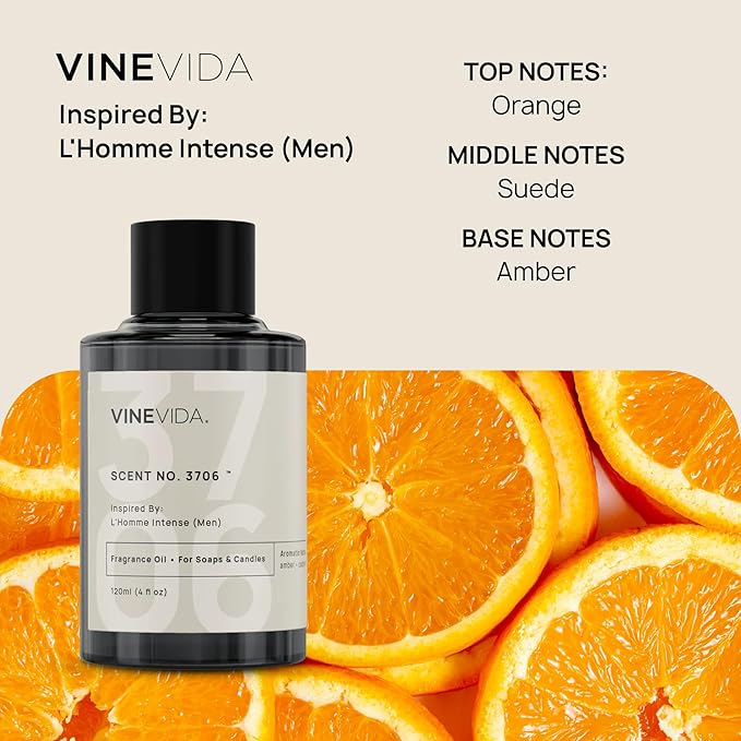VINEVIDA [4 Oz] Inspired by: L'Homme Intense (Men); Fragrance Oil for Candle Making and Soap Making - Premium Candle Scents for Soy Candles