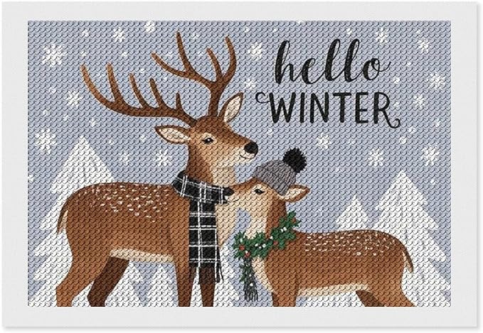 AIVKIEJK Diamond Painting Kits for Adults - Reindeer Snowflake Winter Seasonal Painting DIY 5D Full Drill Diamond Dots Paintings with Diamonds Gem Art and Crafts Home Decor 8"x12"