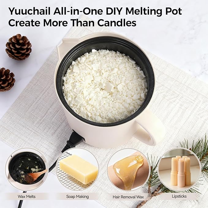 Yuuchail 1.6QTs Electric Wax Melter with Digital Display, Precise Temp Control 90–300°F, 3-Hour Auto Shut-Off & Non-Stick Coating, Wax Melting Pot for DIY Candle Making, Soap Making, Wax Crafts