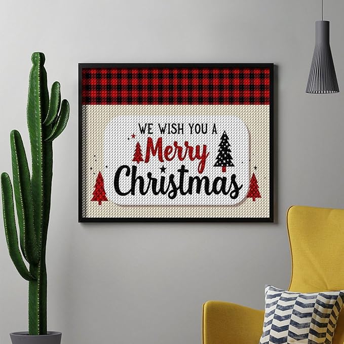 AIVKIEJK Diamond Painting Kits for Adults - Merry Christmas Welcome Painting DIY 5D Full Drill Diamond Dots Paintings with Diamonds Gem Art and Crafts Home Decor 16"x20"