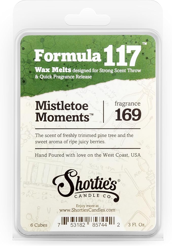 Christmas Pine Wax Melts Variety Pack - Formula 117 - 3 Highly Scented 3 Oz. Bars - Made With Natural Oils - Bayberry Fir, Christmas Tree, Mistletoe Moments - Pine Warmer Wax Cubes