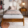 Bme Dinkee Twin Bed Frames without Headboard, Acacia Wood 15 Inch Platform Bed, Slat Support, Japanese Joinery Bed, No Box Spring Needed, Easy Assembly, Minimalist Modern and Bohemian Style, Caramel