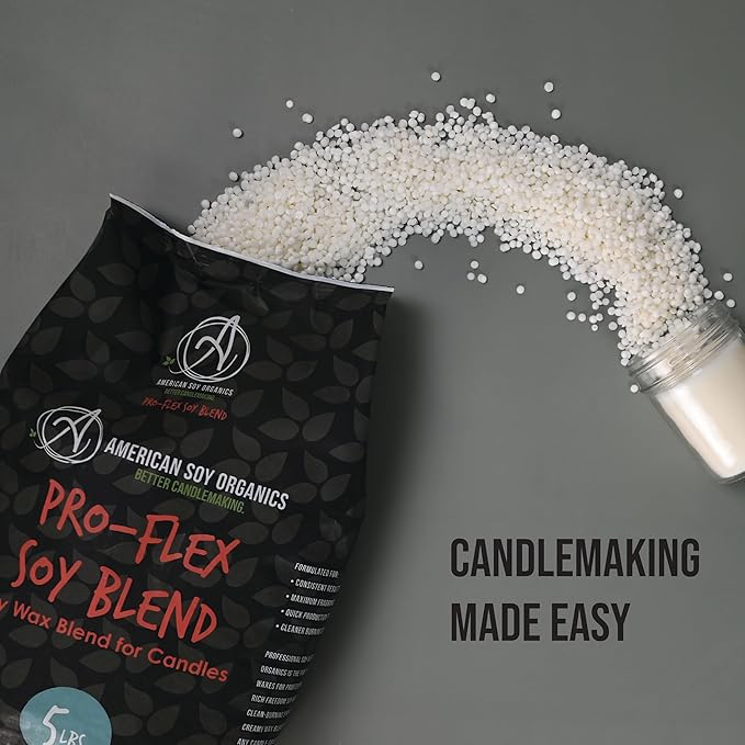 American Soy Organics Pro-Flex Soy Blend - Soy Wax Beads for Candle Making - Candle Making Supplies - Beeswax-Free Candle Wax Blend for Container Candles, Tealights and Wax Melts, 10 lbs