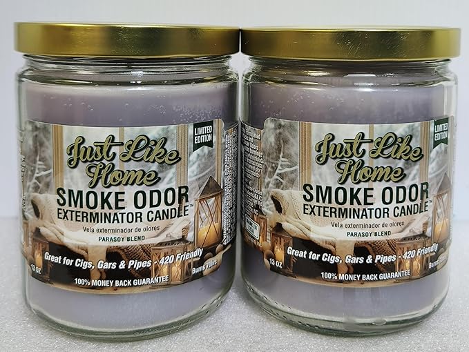 Smoke Odor Exterminator 13oz Jar Candle, Just Like Home 2 Pack.