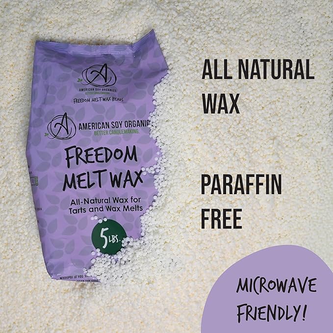American Soy Organics Freedom Soy Beads for Melt Making - Natural Candle Making Supplies - Paraffin-Free, Beeswax-Free Candle Wax for Tarts, Tealights, Wax Melts and Cubes, 5 lbs