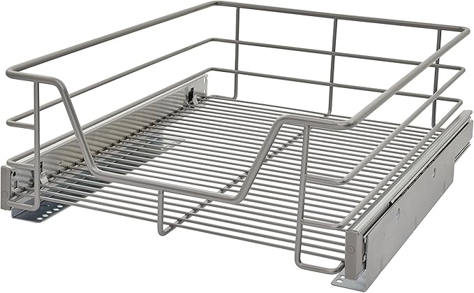 ClosetMaid 32100 Premium 14.5-Inch Wide Kitchen Single Tier Cabinet Pull Out Basket, Platinum