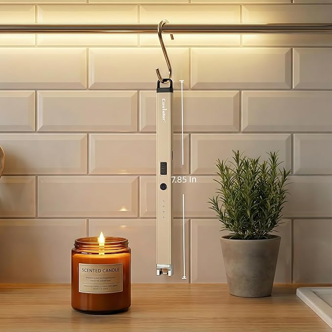 Castelar Candle Lighter, Electric Lighter Windproof Flameless with Safety Switch, USB Rechargeable Lighters for Candle, Grill, BBQ, Camping, Birthday & Stocking Stuffers (Gold)