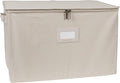 Covermates Keepsakes Zip-Top Storage Box Set, 3 Pack Heavy Duty Polyester Organizer Bins, Stackable Design, ID Window, Reinforced Handles, Closet Home Storage, Beige Heather