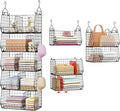 5 Tier Extra Large Closet Hanging Organizer with 5 Dividers,16.5"L x 11.8"W x 51.4"H Closet Organizers and Storage with 5 S Hooks,Clothes Organizer for Sweaters Clutches Handbags Hats Accessories