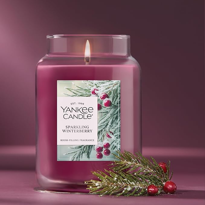 Yankee Candle Sparkling Winterberry Scented Candle, 22oz Large Jar, up to 150 Hour Burn Time, Giftable