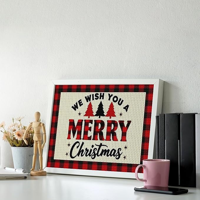 AIVKIEJK Diamond Painting Kits for Adults - Merry Christmas Welcome Painting DIY 5D Full Drill Diamond Dots Paintings with Diamonds Gem Art and Crafts Home Decor 12"x16"