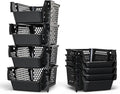 Skywin TidyFriend Stackable Storage Bins for Pantry, 4 Pack Stackable Bins for Organizing Snacks, Toiletries, and Small Essentials (Black)