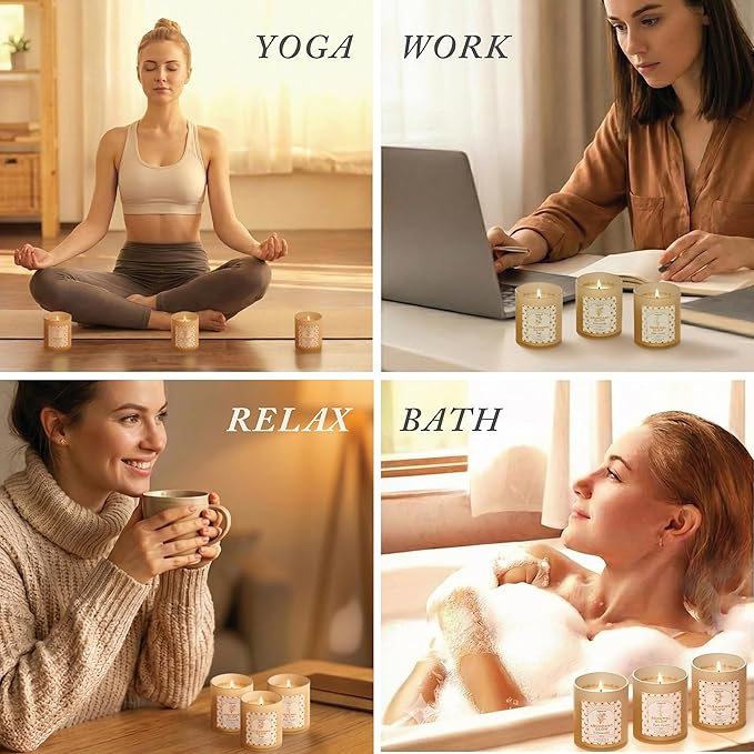 Candle Set - 3 Pack Soy Wax Aromatherapy Scented Candles for Energy Cleansing, Manifestation, Palo Santo, Sage, Citronella, Long Lasting, Gift for Women, for her, Smudge Kit