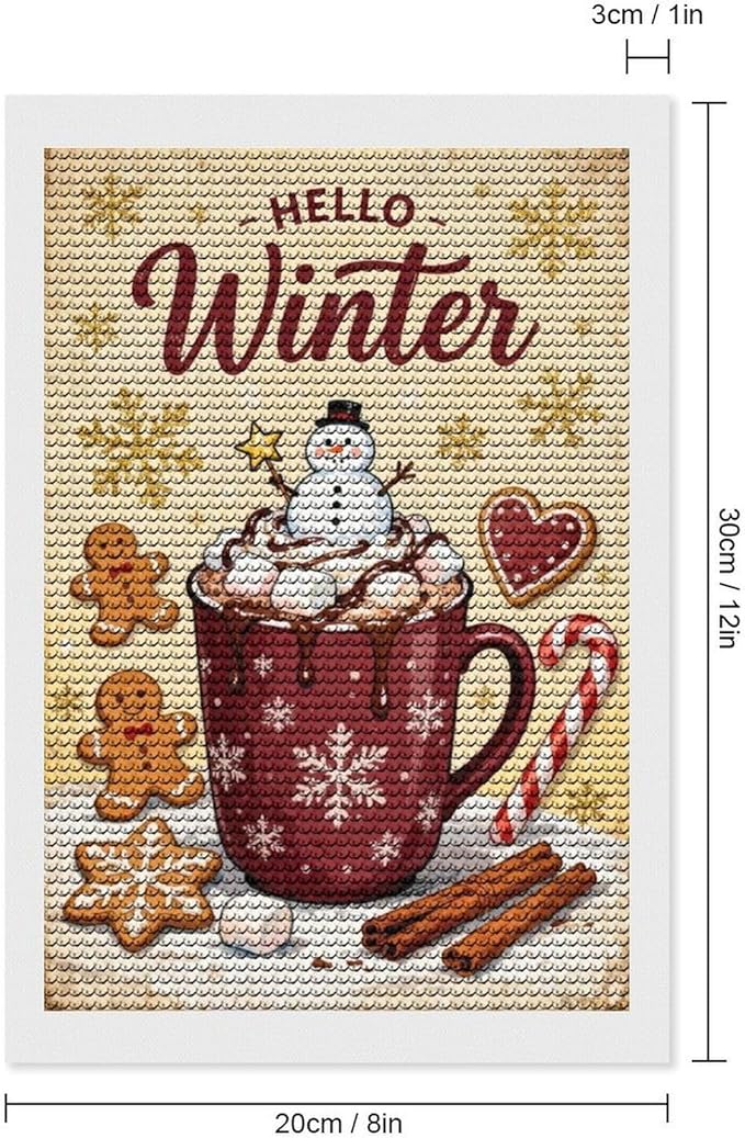 Diamond Painting Kits for Adults - Hello Winter Ice Cream & Gingerbread Snowflakes & Candles Painting DIY 5D Full Drill Diamond Dots Paintings with Diamonds Gem Art And Crafts Home Decor 8"x12"