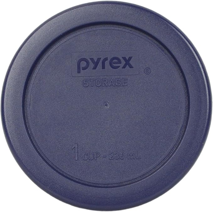 Pyrex 7202 1-Cup Glass Bowl & 7202-PC Dark Blue Lid (4-Pack) - Made in USA