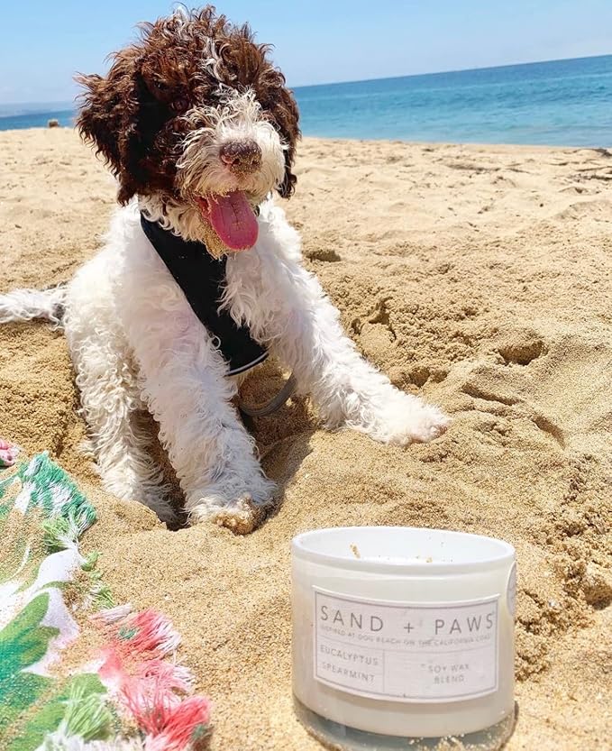 Sand + Paws Scented Candle - Tahitian Vanilla –Luxurious Air Freshening Jar Candles Neutralize pet Odors and Enhance Home décor – 100% Cotton Lead-Free Wicks - 12 oz
