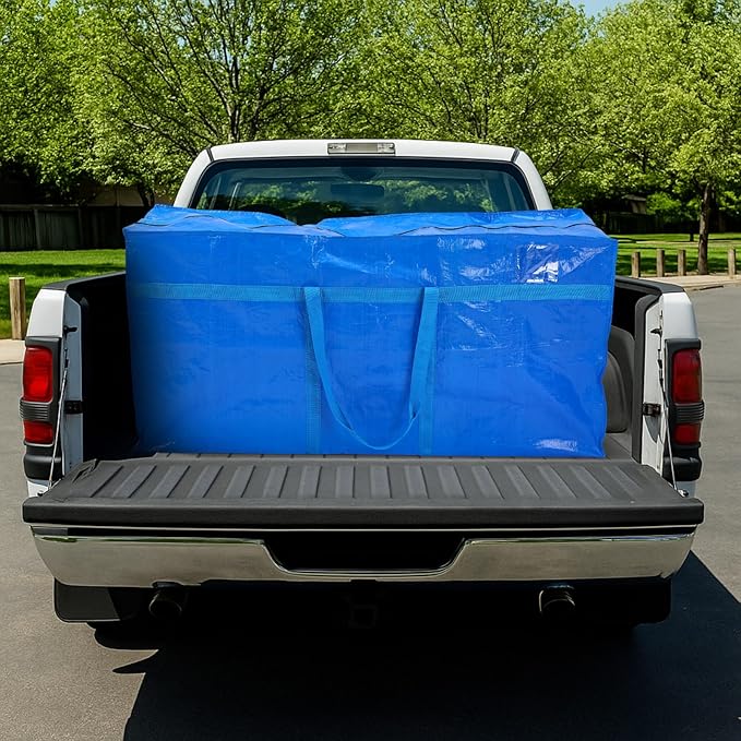 Windyun 6 Pack 69 Gallon Extra Large Moving Bags XXL Heavy Duty Storage Bag with Strong Zipper Handle Jumbo Big Tote Box Foldable for College Dorm Travel Clothes Duffle Blanket Pillow(Blue)