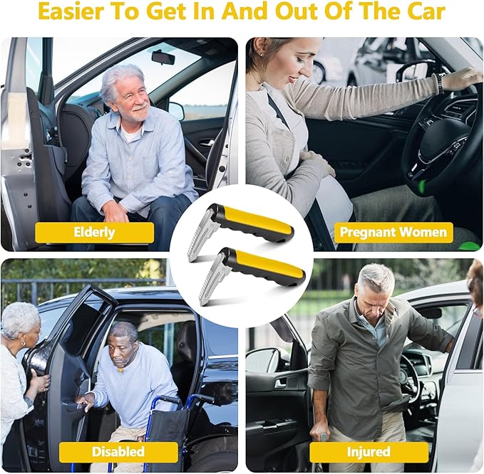 Kaiedos Car Door Handle for Elderly, 3-in-1 Car Handle Assist for Seniors, Portable Auto Cane Vehicle Support Handle, 500 lbs Capacity, Non-Slip Door Assist Bar