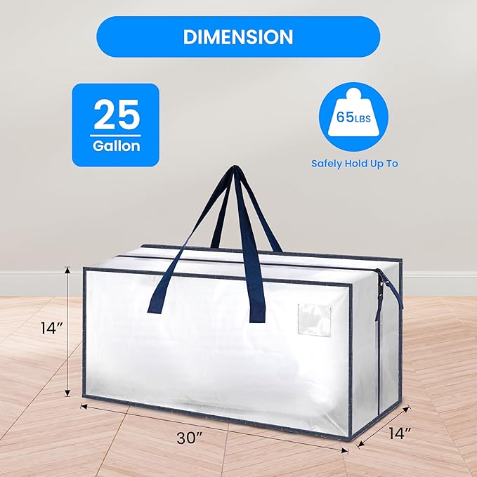 Simple Deluxe 6 Pack Extra Large Moving Bags with Backpack Straps, Strong Handles/Zippers, Heavy Duty Storage Tote for Moving Travel Camping Space Saving, White