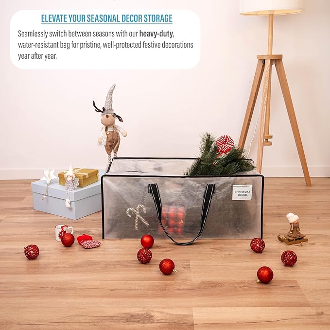 VENO 8 Pack Heavy Duty Moving Bags, Christmas Storage Bins with Lids, Clear Design, Alternative to Moving Boxes, Storage Bags for Clothes, Blankets, Comforters, Pillows, Camping (Clear, 8 Pack)