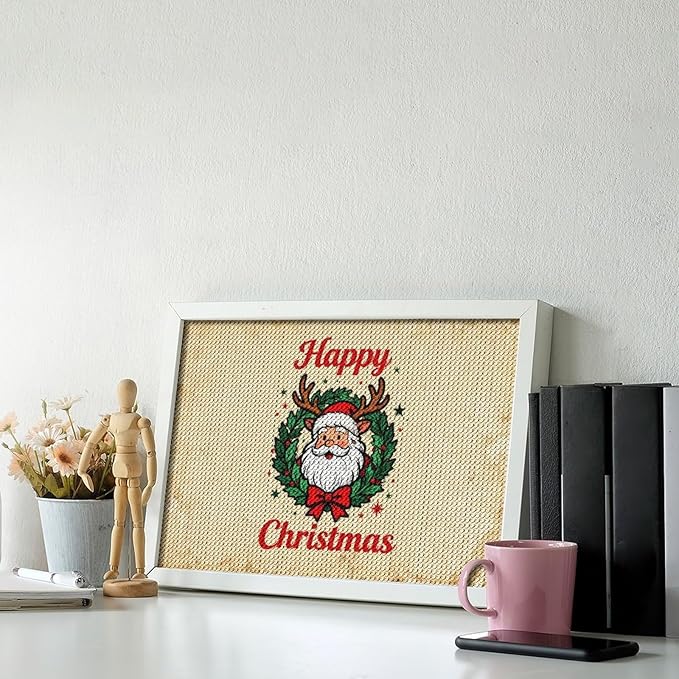 AIVKIEJK Diamond Painting Kits for Adults - Christmas Santa Claus Holly Berries & Snowflakes Painting DIY 5D Full Drill Diamond Dots Paintings with Diamonds Gem Art and Crafts Home Decor 8"x12"