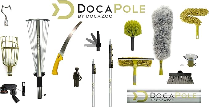 DOCAZOO DOCA Gardening Tools 6-24 Ft - Extension Pole for Tree Trimming, Fruit Picker, Roof Rake for Leaves - Fruit Picker