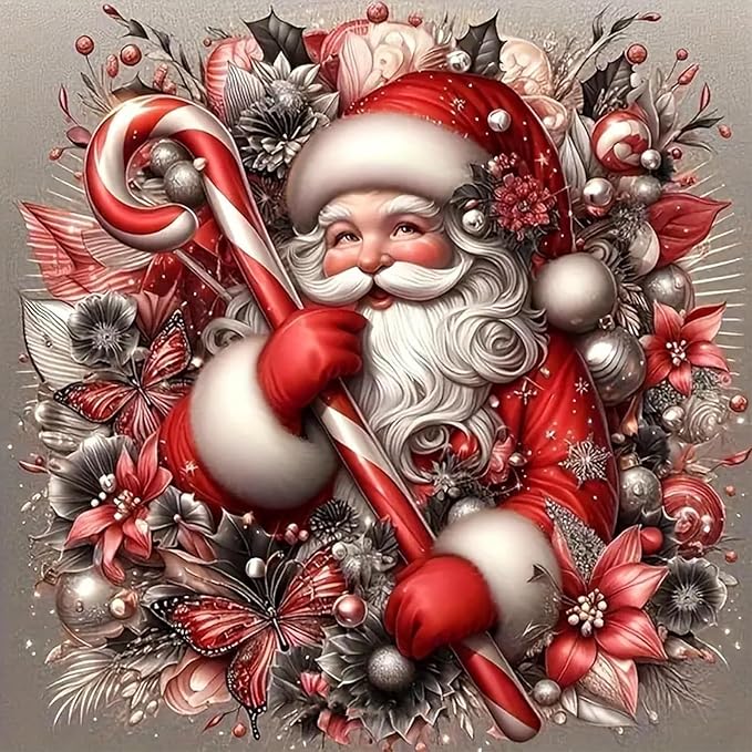 Diamond Art Kits for Adults, Christmas Santa Diamond Painting Kits for Beginners, 5D Full Drill Gem Art Paint with Diamonds Dots Crafts Kits for Home Decor Gift 14x14inch