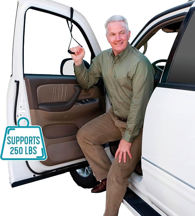 Stander CarCaddie, Car Safety Grab Bar for Adults, Seniors, and Elderly, Ergonomic Vehicle Support Handle with Adjustable Strap and Non-Slip Rubber Grip, Automotive Standing and Mobility Aid