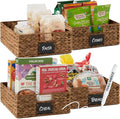 Best Choice Products Set of 4 16x12in Large Water Hyacinth Pantry Baskets, Woven Organizers w/Chalkboard Label, Chalk Marker - Chestnut