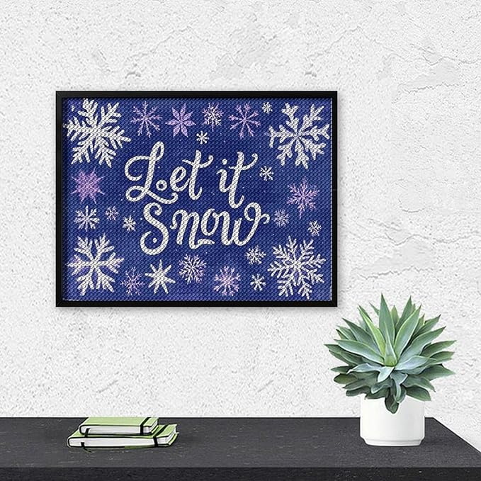 AIVKIEJK Diamond Painting Kits for Adults - Festive Snowflake Christmas Let It Snow Painting DIY 5D Full Drill Diamond Dots Paintings with Diamonds Gem Art and Crafts Home Decor 12"x16"