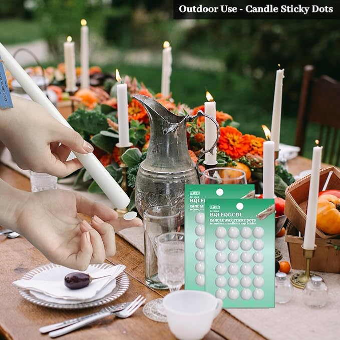Candle Sticky Dots - White Wax Dots Candles Adapter, Soft Wax, Candle Accessories - Candles Adhesive - (2 Pack,48 Dots)