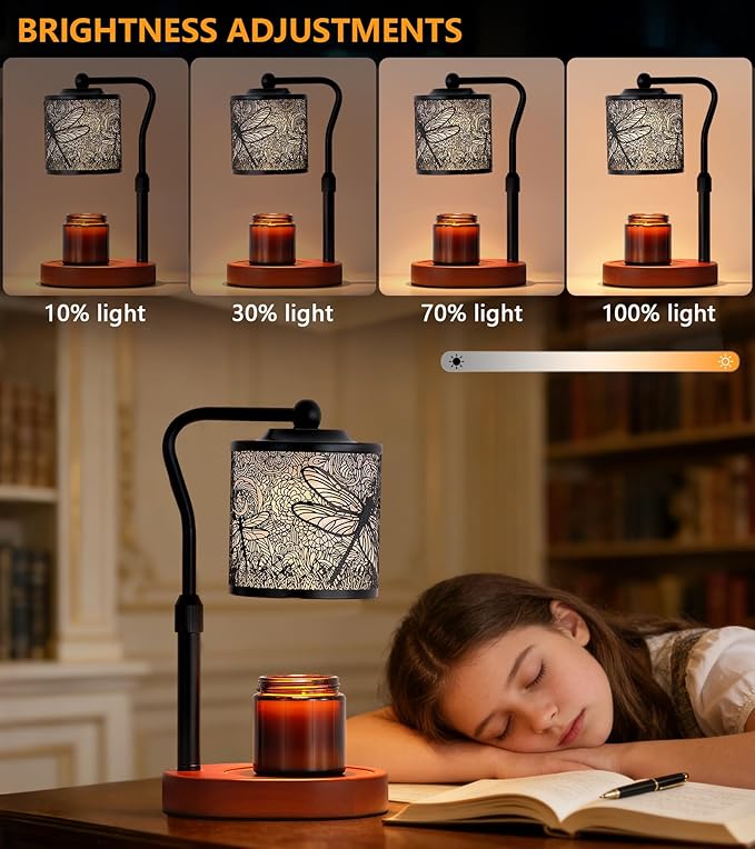 Candle Warmer Lamp with Timer, Dragonfly Candle Warmer Lamp with Jar Candles,Wax Melt Warmer for Housewarming Gift, Birthday Mother's Day Valentines Gifts for Women,Mom,Sister,Bedroom Home Decor
