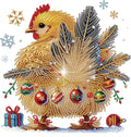 antor Christmas Diamond Painting Kit, 5D Special Shape Diamond Art for Adults, Decorated Rooster in Snow Crystal Rhinestones Diamond Painting Canvas, Holiday Christmas Home Wall Decor Crafts Gift