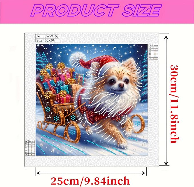 Christmas Dog 5D Special Shape Diamond Art Kits for Beginners, Christmas Winter Theme Diamonds Painting Kits for Adults,DIY Crystal Rhinestones Diamond Paintings for Home Wall Decor 12×12Inch