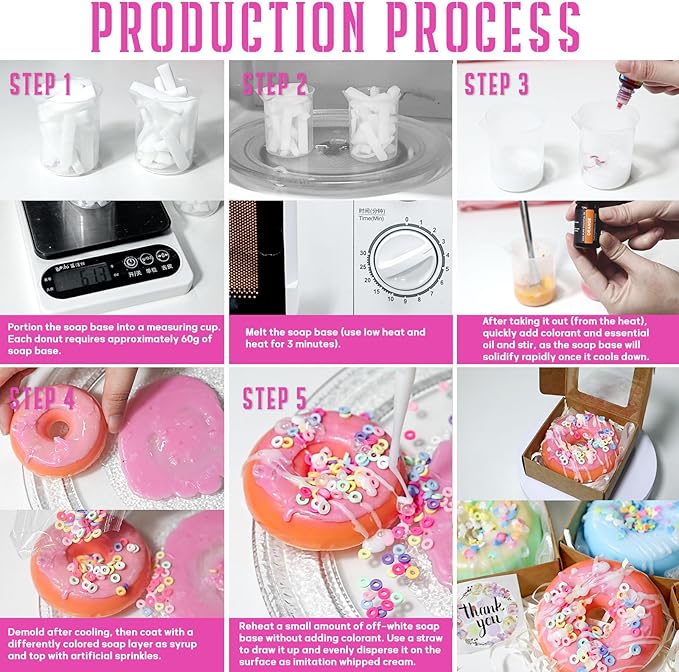 WhizToys Soap Making Kits for Kids and Adults,Kit para Hacer Jabones,Silicone Donut Molds,DIY Craft Supplies,Perfect Birthday Holiday Gifts for Girls 8-12,Fun,Easy,Creative