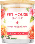 Pet House Candles, Clean Long-Burning, Scented Pet Friendly Candles, Plant-Based, 60 Hour Burn Time - Fresh Cut Roses, 9 oz