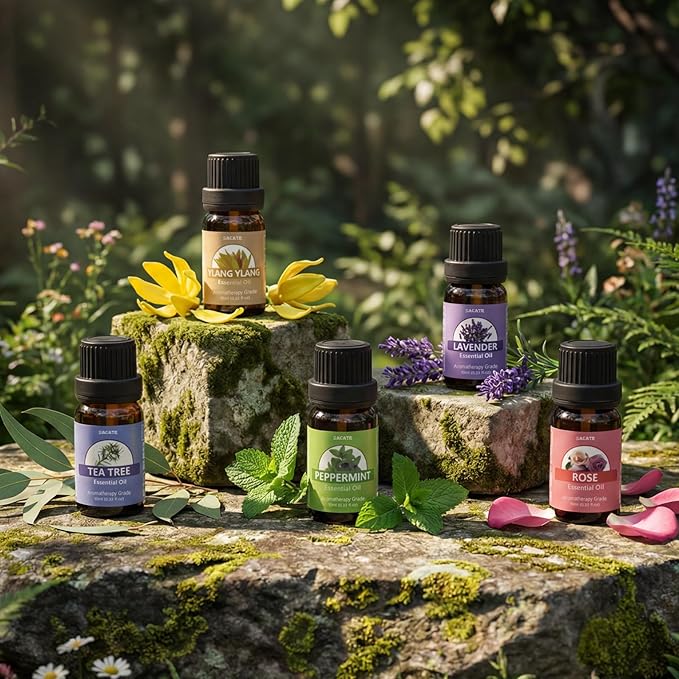 SACATR Essential Oils Set - Natural Essential Oils - Perfect for Diffuser, Humidifier,Aromatherapy, Massage,Skin & Hair Care, DIY Candle and Soap Making(40 * 10 ML)