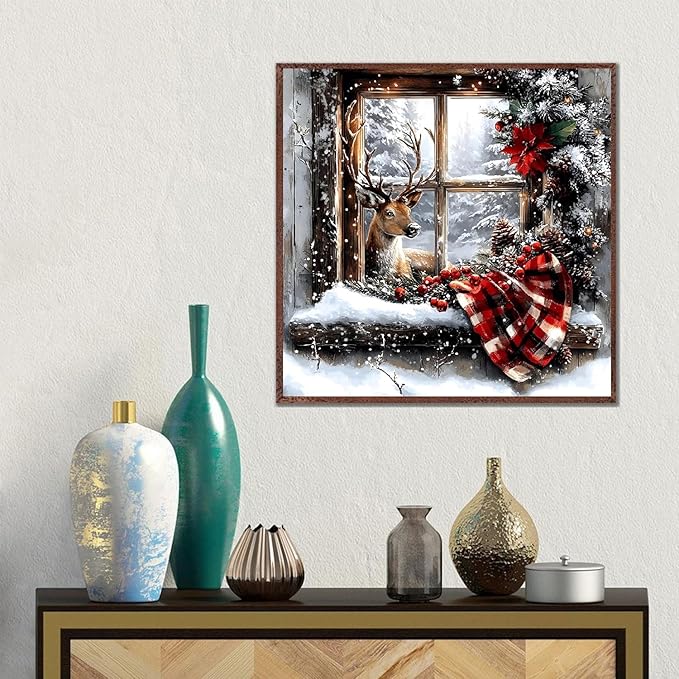 Diamond Art Kits for Adults, Christmas Diamond Painting Kits for Beginners, 5D Full Drill Gem Art Paint with Diamonds Dots Crafts Kits for Home Decor Gift 14x14inch