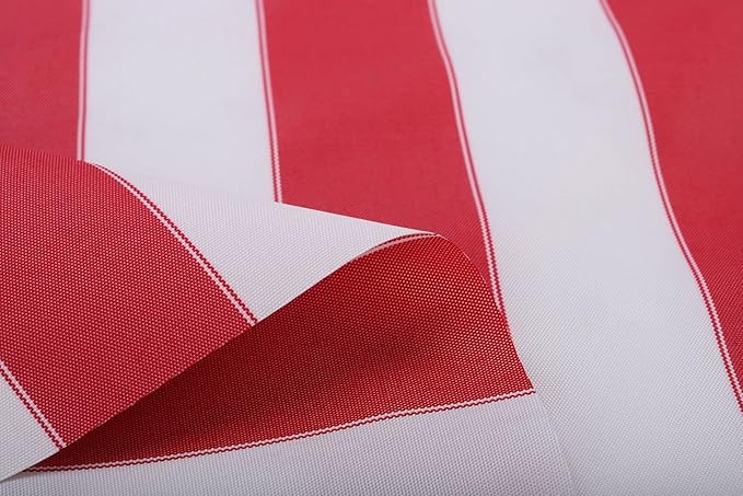 Stripe Waterproof Canvas Awning Fabric Fabric Waterproof Outdoor Fabric 60" Red_White (1 Yards) (Cut Separately by Yard for Prime Orders)