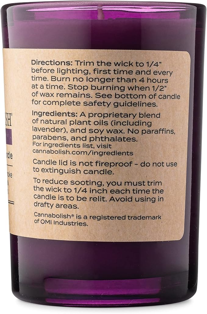 Cannabolish Lavender Smoke Odor Eliminating Candle, 7 oz, Natural Ingredients