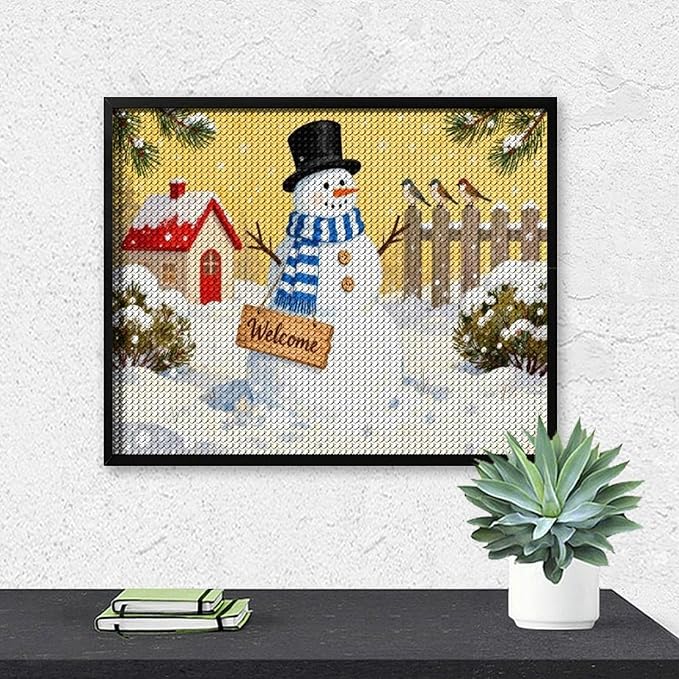 AIVKIEJK Diamond Painting Kits for Adults - Christmas Welcome Snowman Winter Christmas Painting DIY 5D Full Drill Diamond Dots Paintings with Diamonds Gem Art and Crafts Home Decor 16"x20"