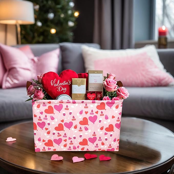 Valentine's Day Basket Gift for Empty Cute Heart Large Storage Bin for Kid and Baby Room Décor (Balloon Love)