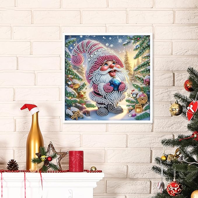 antor Diamond Art Painting Kits for Adults, Christmas Gnome 5D Special Shape Diamond Art Kits for Beginners, Crystal Rhinestones Diamond Art Painting for Home Wall Christmas Decoration Gift 12×12inch