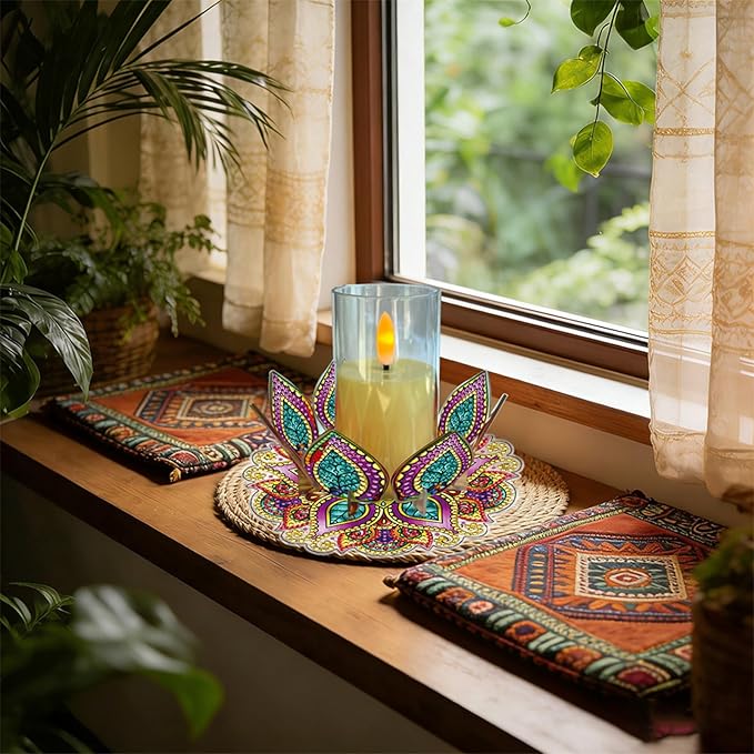 5D DIY Diamond Art Painting PVC Flower Candle Holders Tealight/Tea Light/Votive Candle Holder, for Table Centerpiece Home Décor Party Wedding Dinning-Flower-2