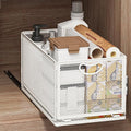 Pull Out Cabinet Organizer, No Drill Adhesive Sliding Drawers for Kitchen, Metal Mesh Wire Storage Shelf for Pantry & Under Sink, White (9.6" W x 15.7" D x 8.4" H)