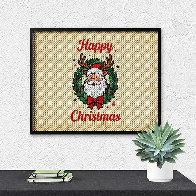 AIVKIEJK Diamond Painting Kits for Adults - Christmas Santa Claus Holly Berries & Snowflakes Painting DIY 5D Full Drill Diamond Dots Paintings with Diamonds Gem Art and Crafts Home Decor 16"x20"